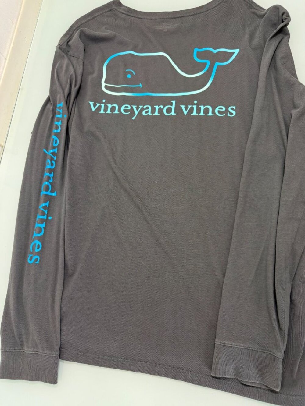 Vineyard Vines Long Sleeve T Shirt Mens XL Gray Blue Whale Tee Preppy Coastal